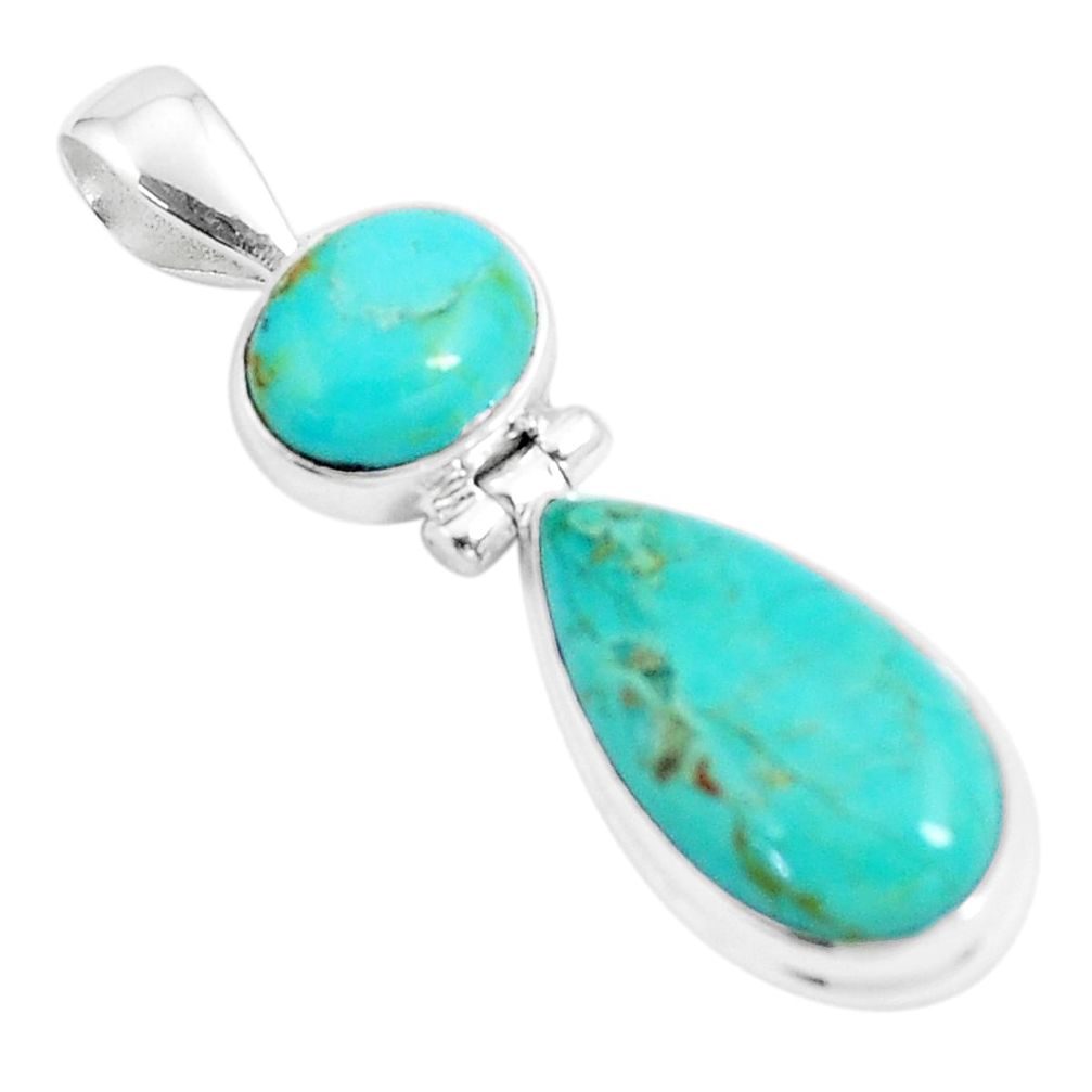 12.18cts natural green kingman turquoise 925 sterling silver pendant p5266