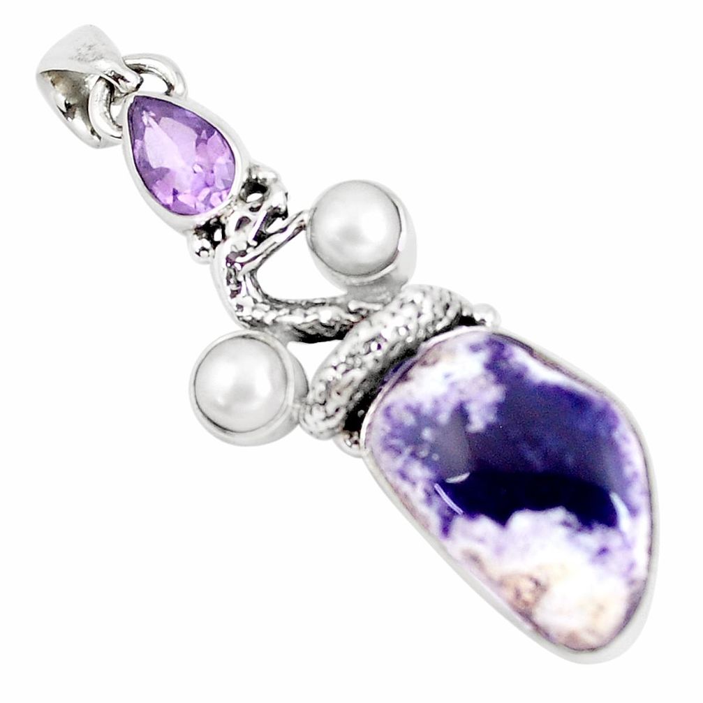 Natural purple opal amethyst pearl 925 silver anaconda snake pendant p5324