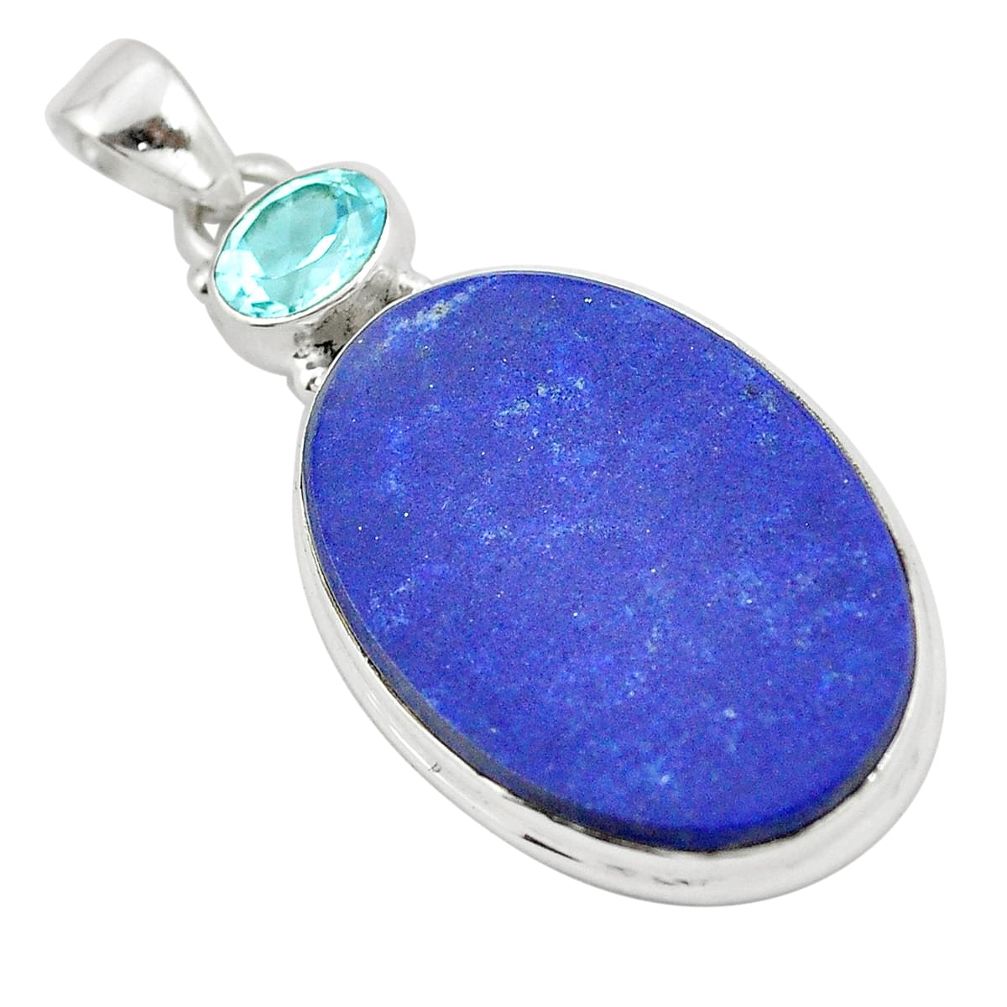 24.00cts natural blue lapis lazuli topaz 925 sterling silver pendant p6025