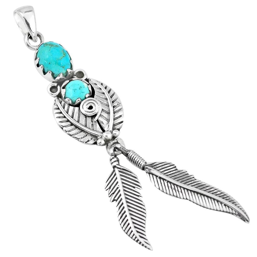 925 silver 4.01cts green arizona mohave turquoise dreamcatcher pendant p7024