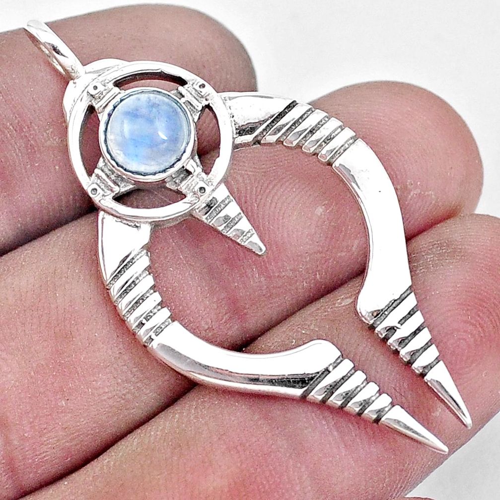 925 sterling silver 1.37cts natural rainbow moonstone pendant jewelry p7138