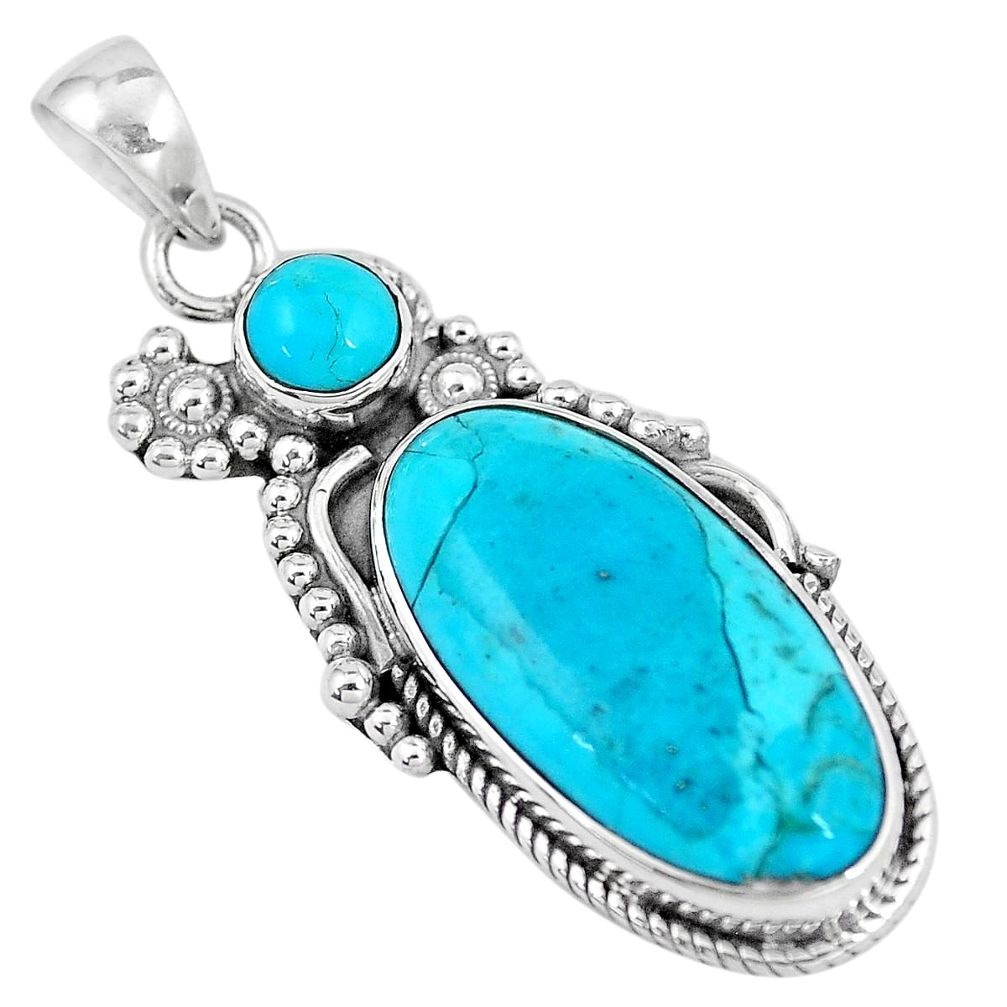16.43cts green arizona mohave turquoise 925 sterling silver pendant p7141