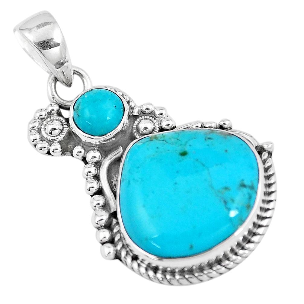 11.89cts green arizona mohave turquoise 925 sterling silver pendant p7149