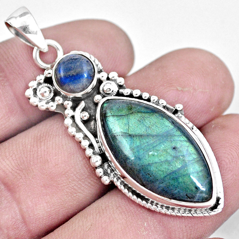 19.87cts natural blue labradorite 925 sterling silver pendant jewelry p7154