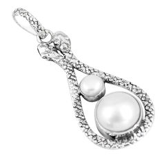 9.14cts natural white pearl 925 sterling silver snake pendant jewelry p7553