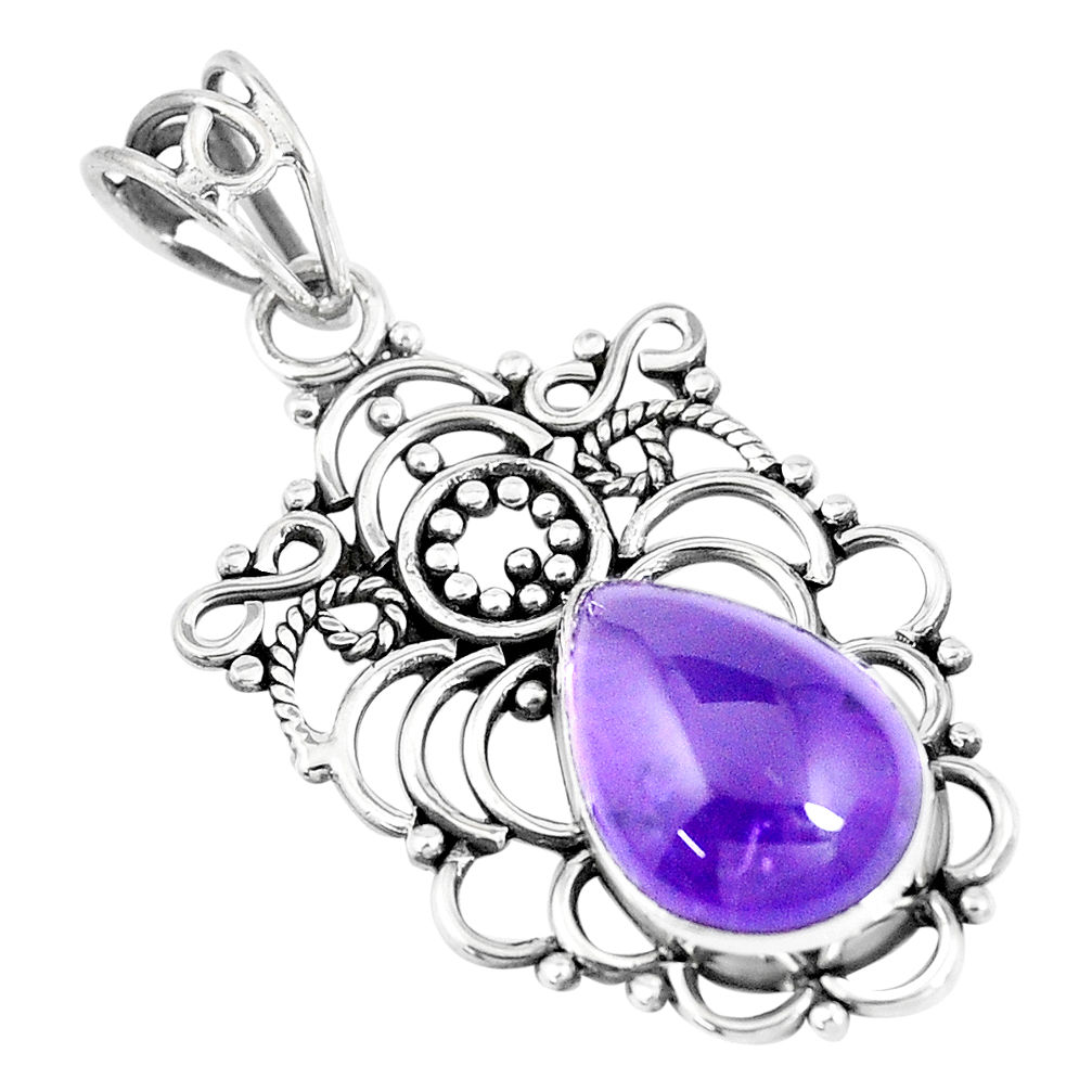 925 sterling silver 6.39cts natural purple amethyst pendant jewelry p7571