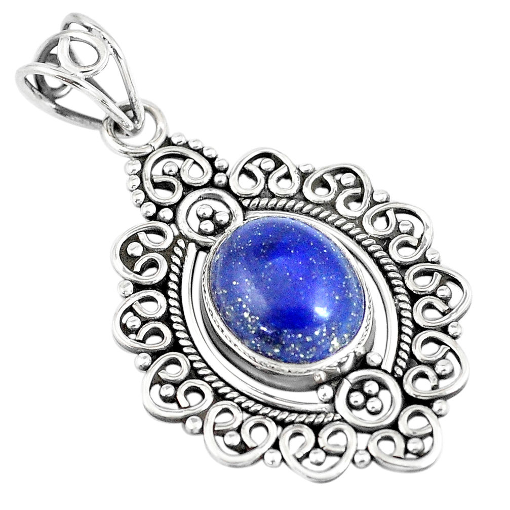 5.78cts natural blue lapis lazuli 925 sterling silver pendant jewelry p7588