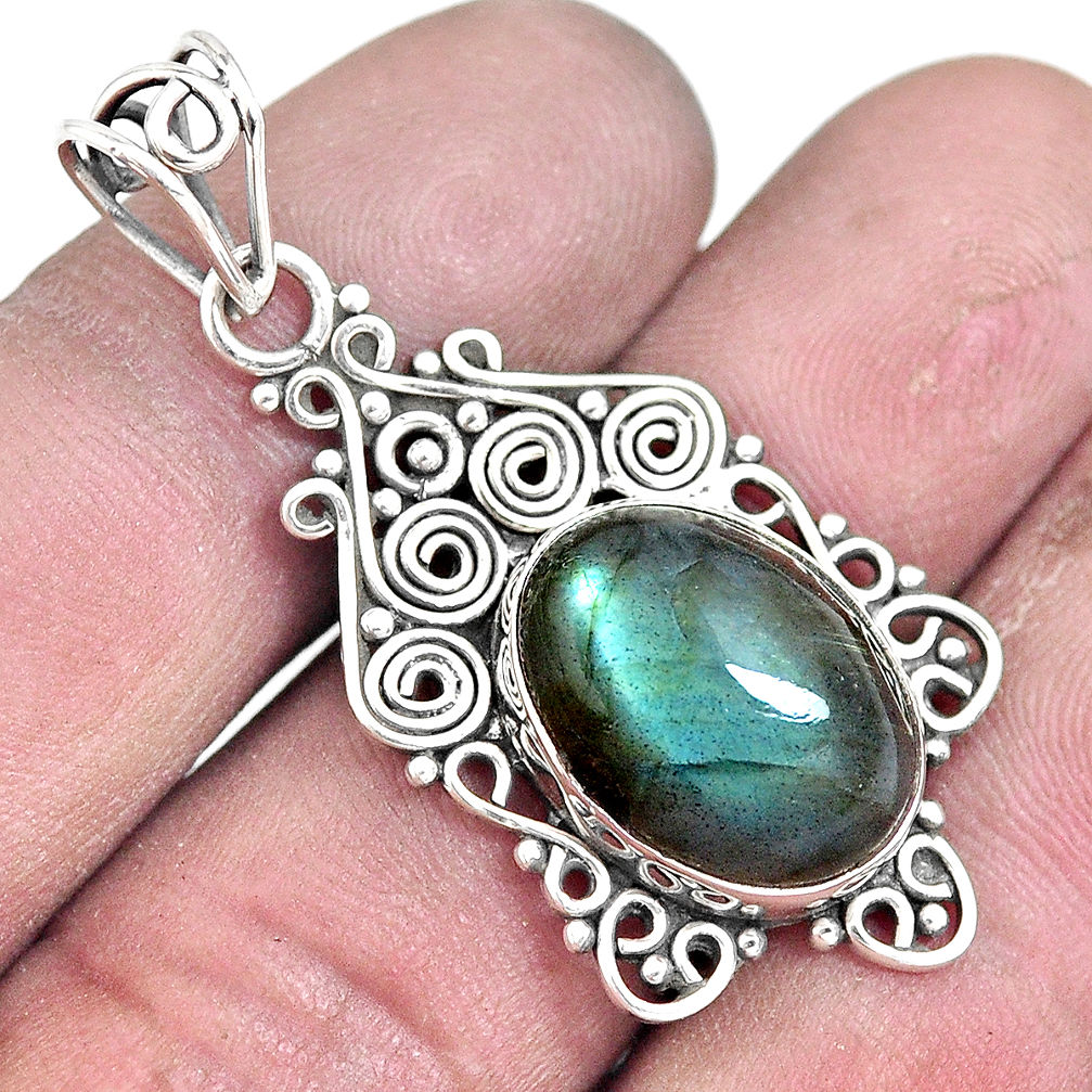 10.41cts natural blue labradorite 925 sterling silver pendant jewelry p7614