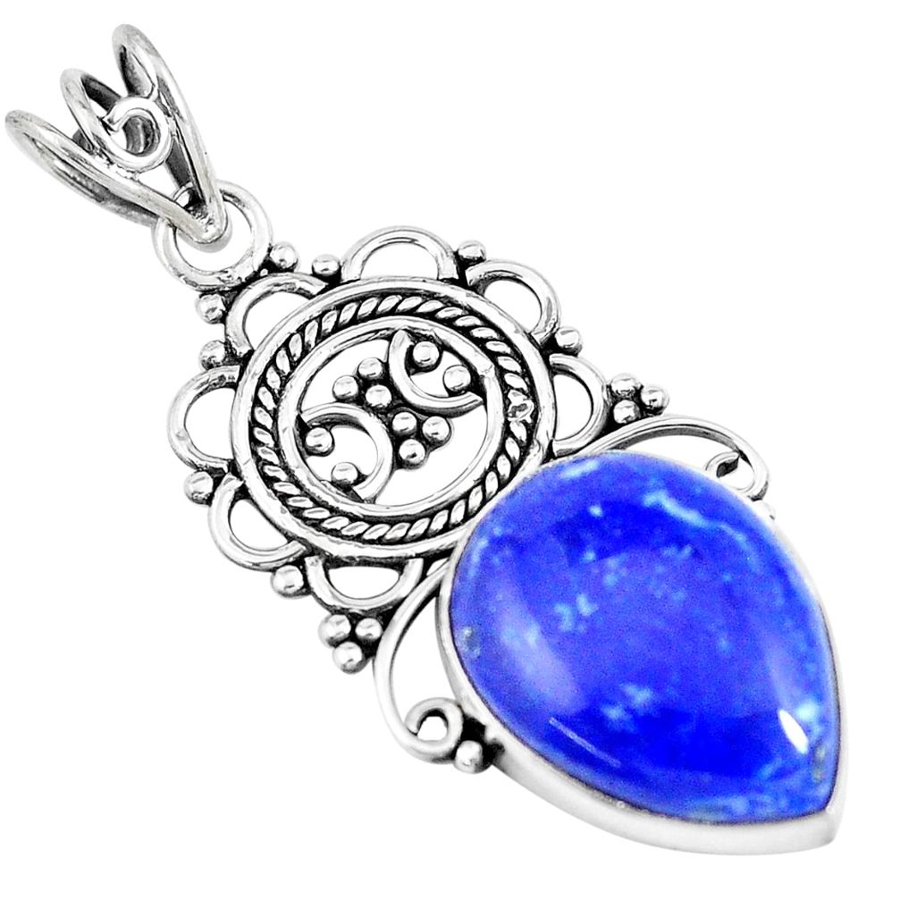 13.70cts natural blue lapis lazuli 925 sterling silver pendant jewelry p7622