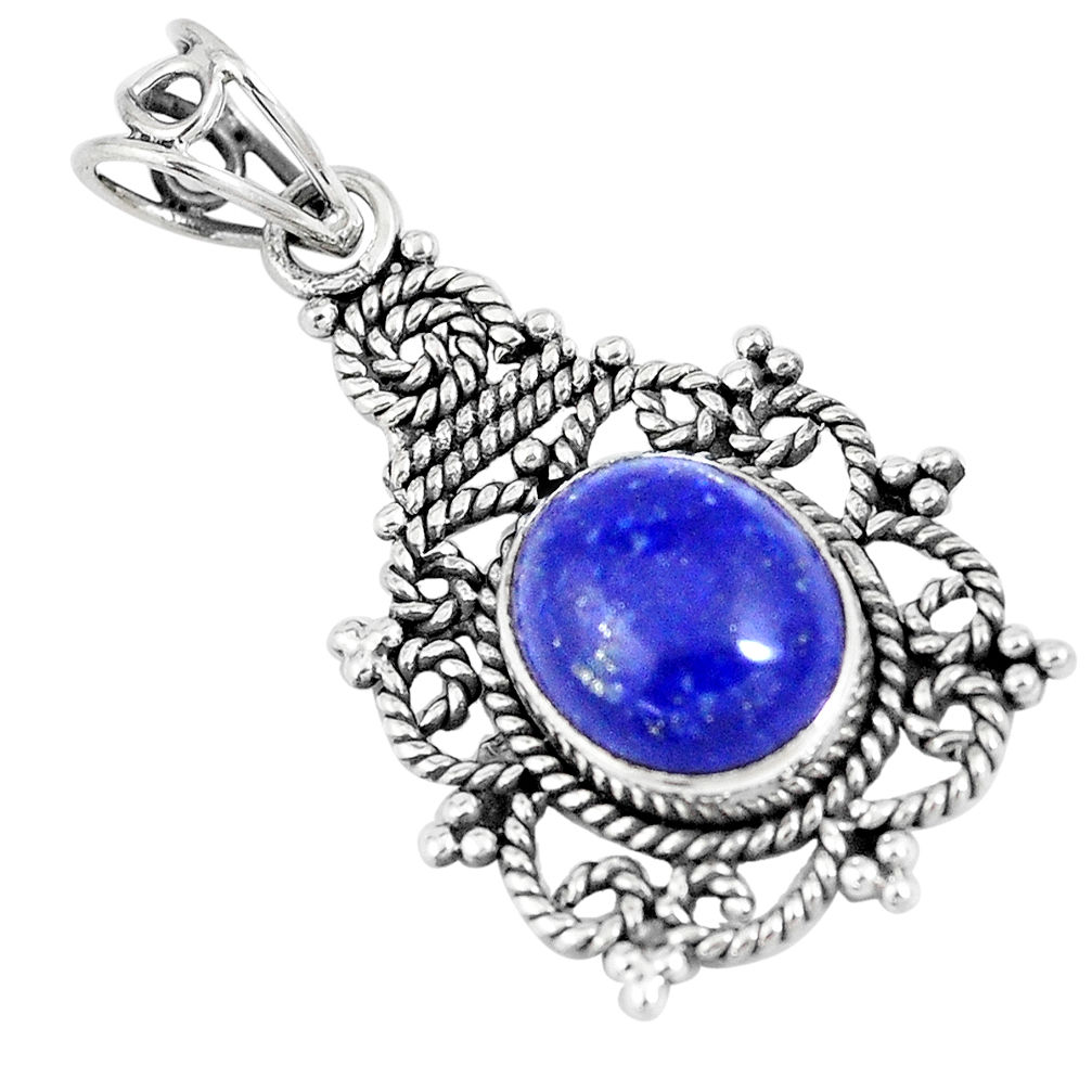 5.10cts natural blue lapis lazuli 925 sterling silver pendant jewelry p7646