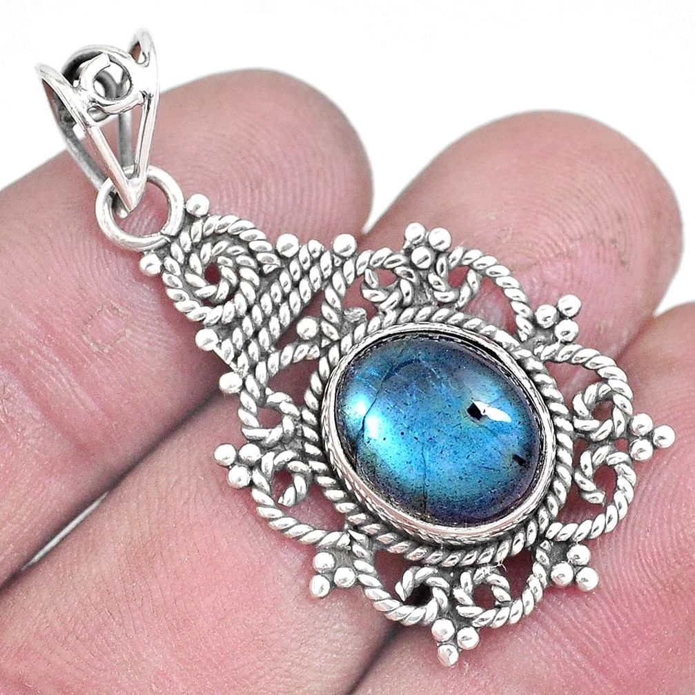 4.84cts natural blue labradorite 925 sterling silver pendant jewelry p7653