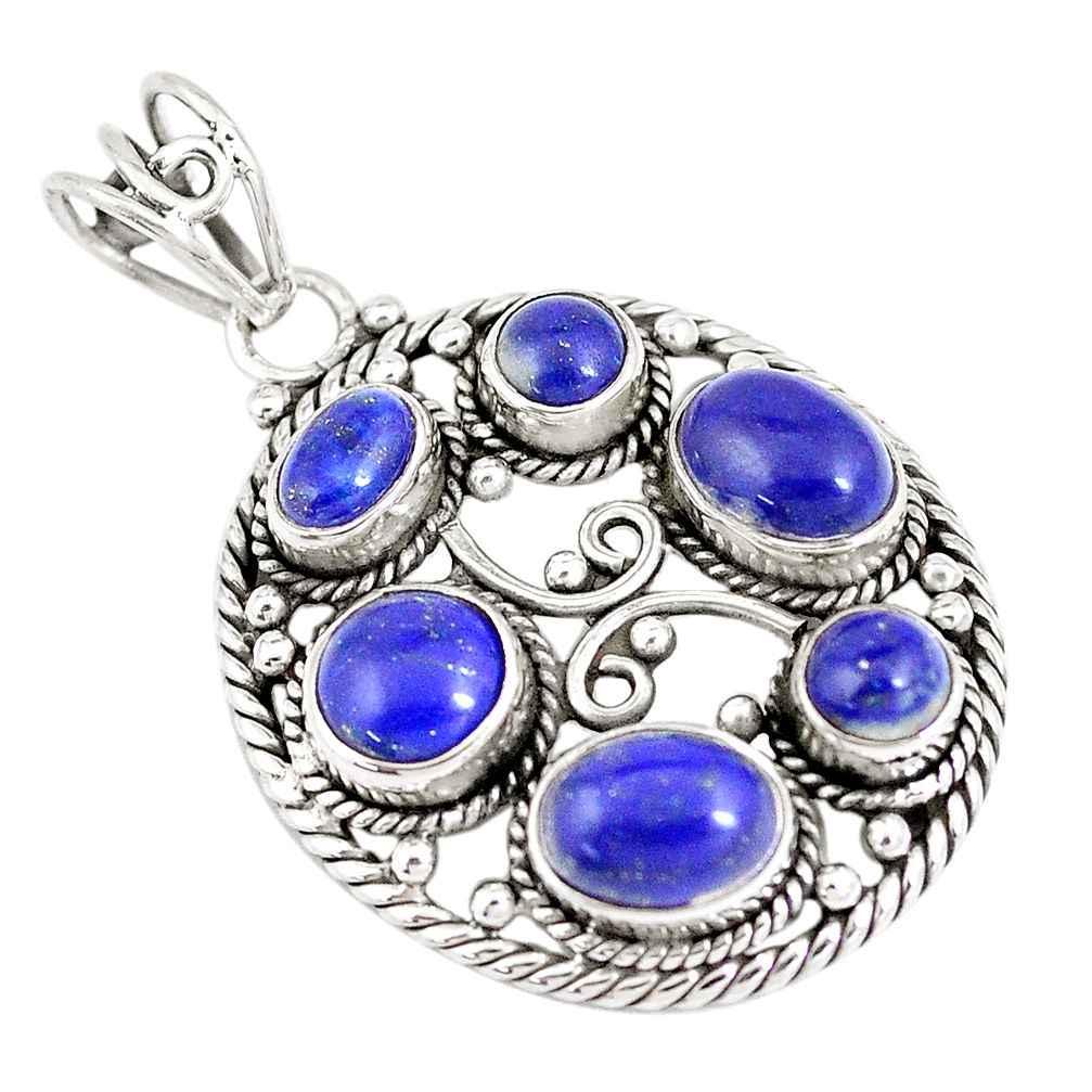 925 sterling silver 9.44cts natural blue lapis lazuli pendant jewelry p7829
