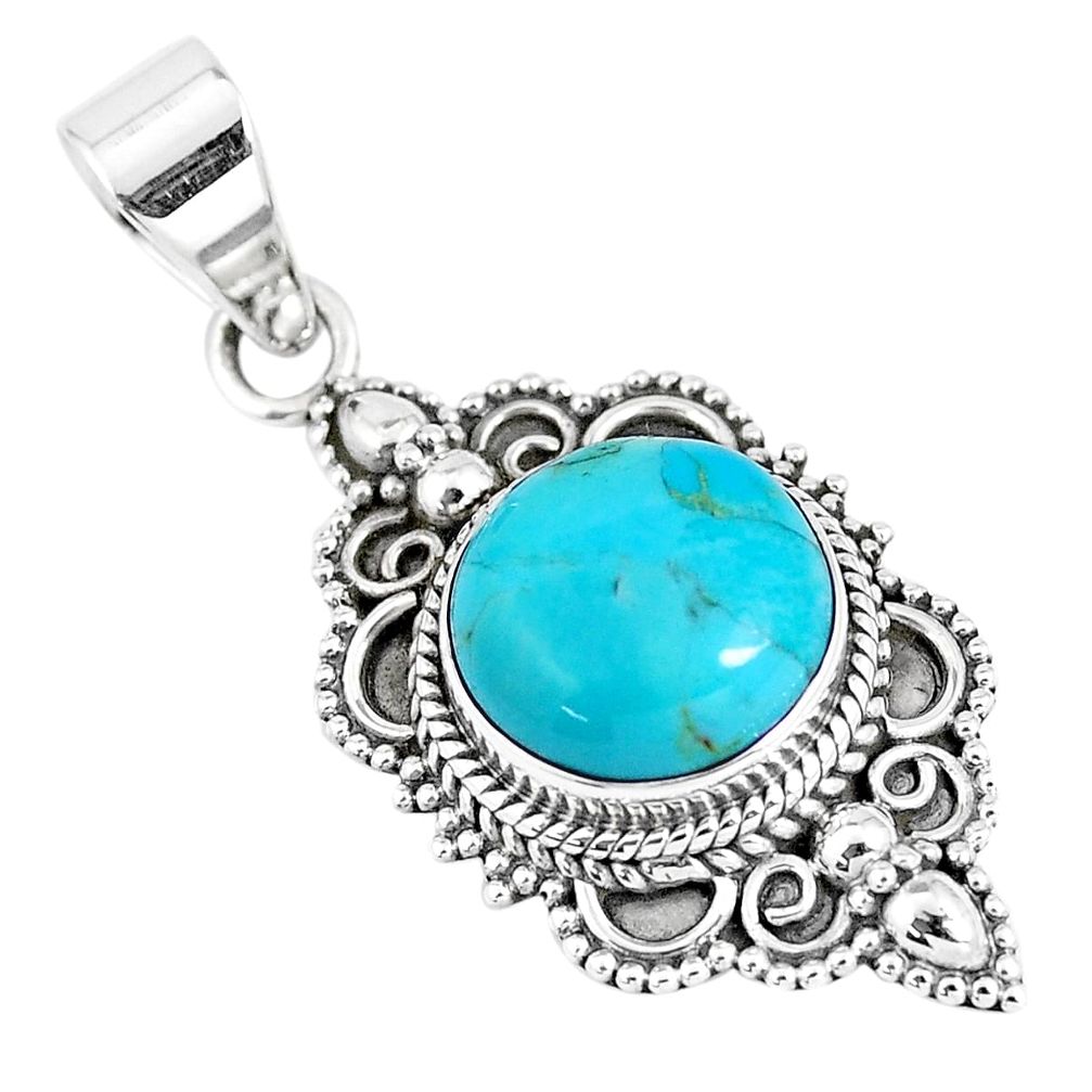 7.22cts natural green kingman turquoise 925 sterling silver pendant p7981