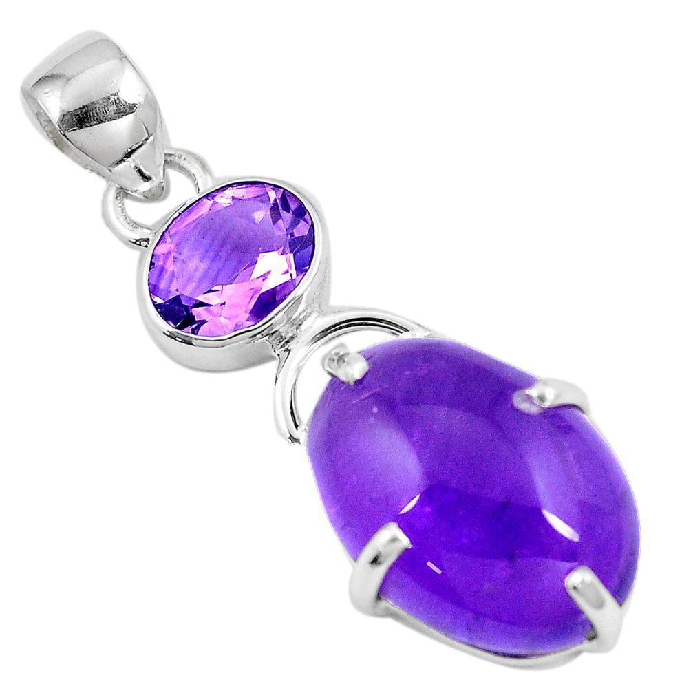 14.08cts natural purple amethyst 925 sterling silver pendant jewelry p8347