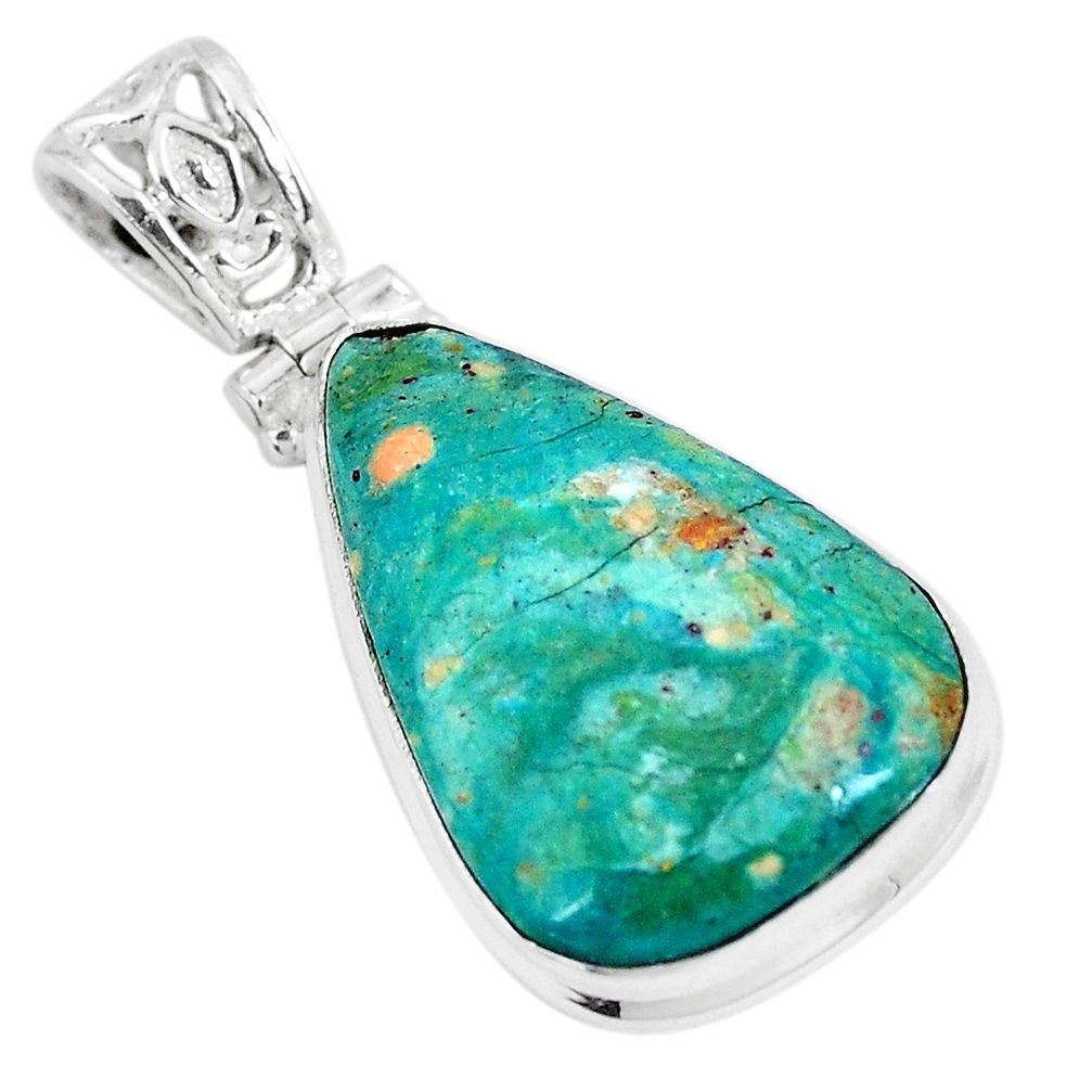 13.66cts natural green opaline fancy 925 sterling silver pendant jewelry p8514