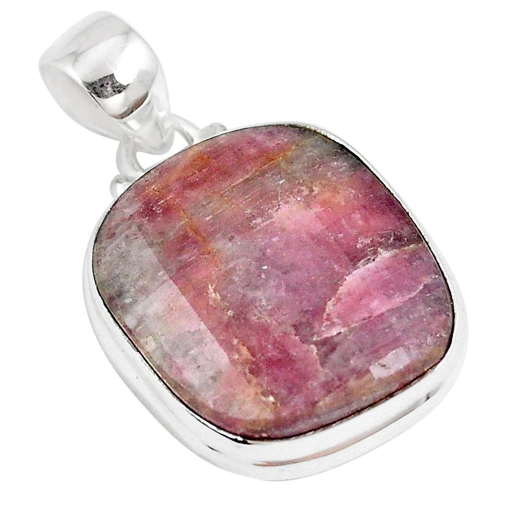 18.15cts natural pink tourmaline fancy 925 sterling silver pendant jewelry p8545