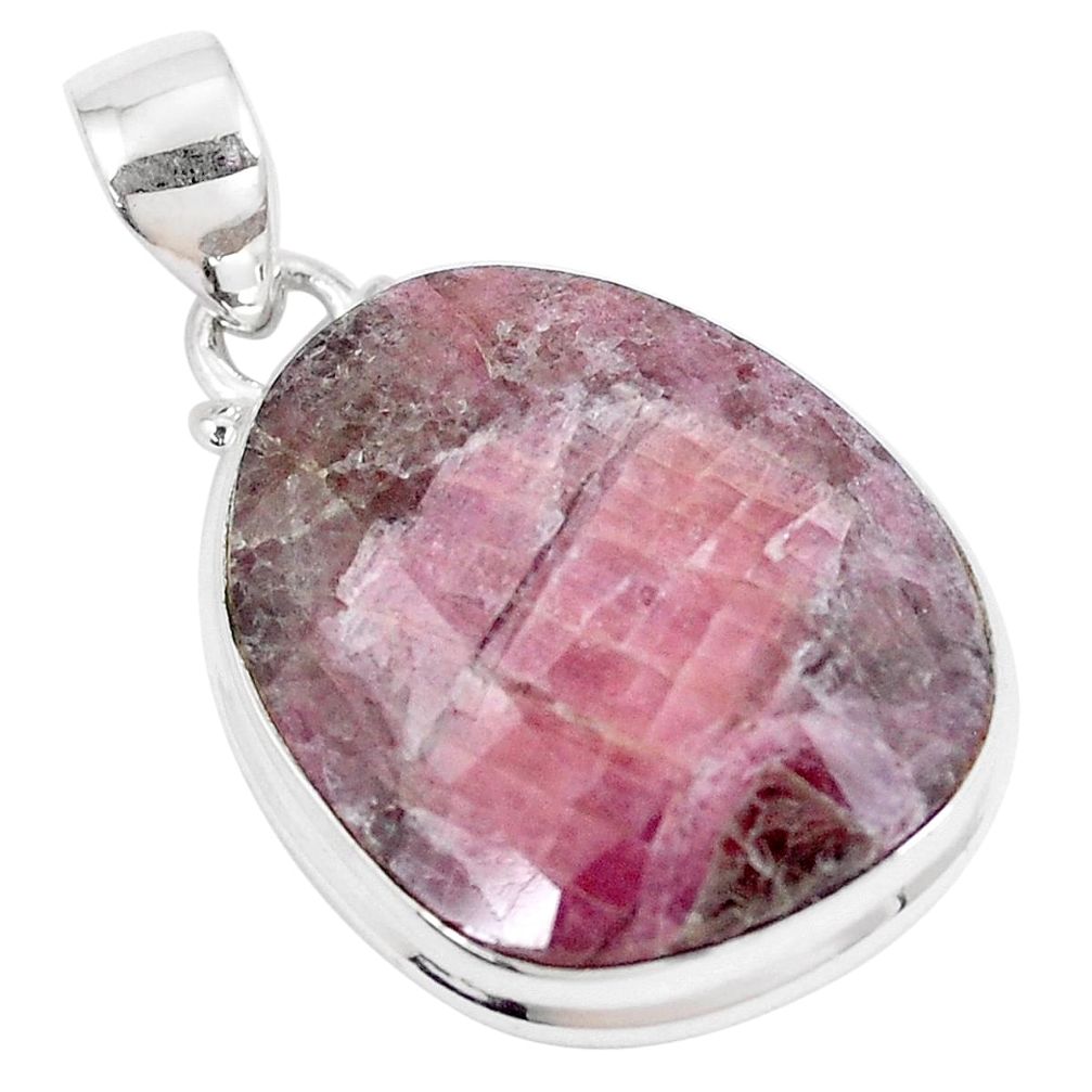 925 sterling silver 20.65cts natural pink tourmaline fancy pendant jewelry p8550