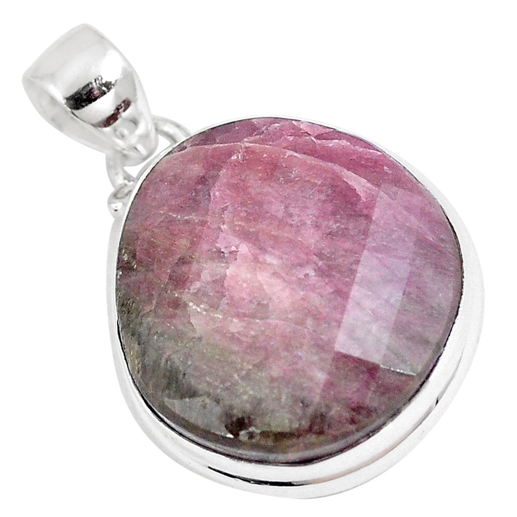 24.38cts natural pink tourmaline 925 sterling silver pendant jewelry p8553