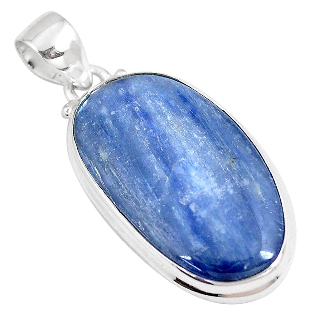 24.00cts natural blue kyanite fancy 925 sterling silver pendant jewelry p8583