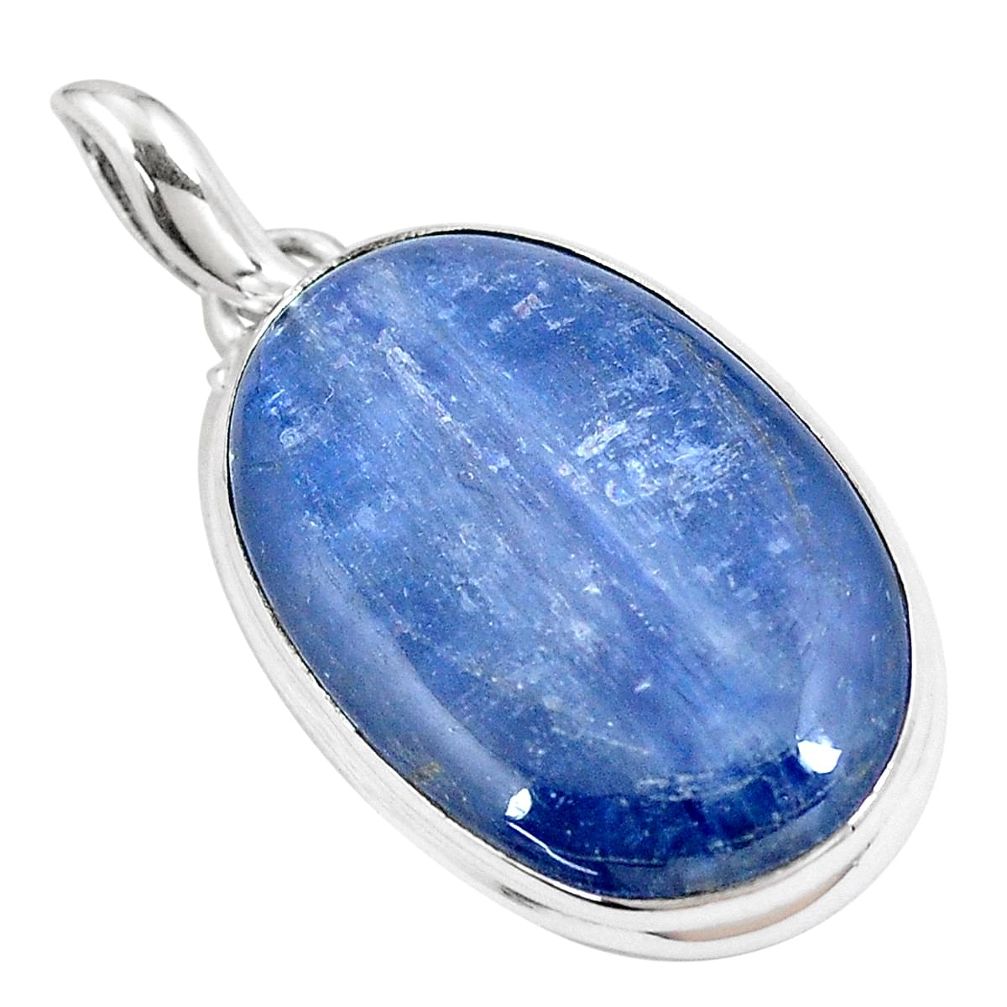 925 sterling silver 26.16cts natural blue kyanite oval pendant jewelry p8592