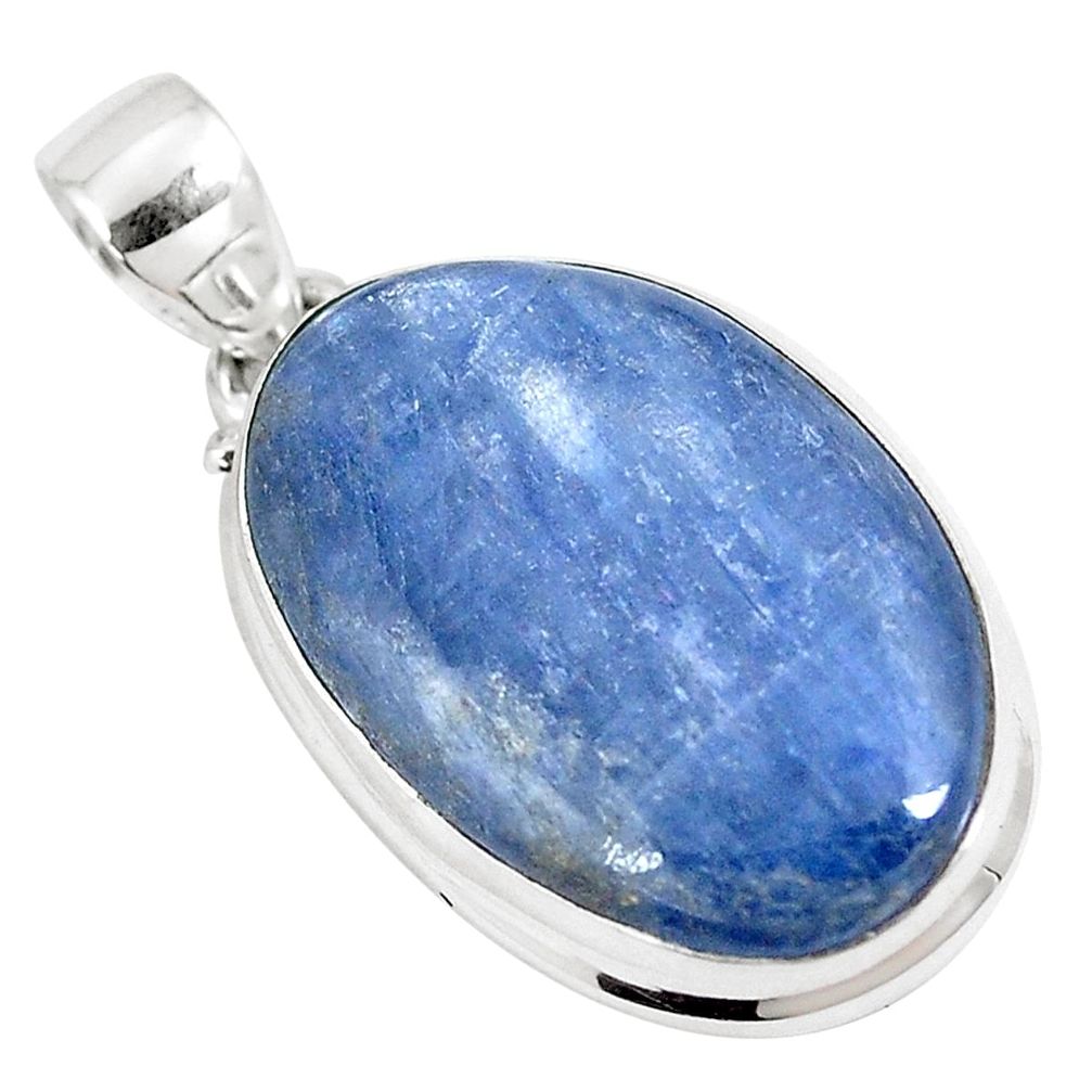 19.72cts natural blue kyanite 925 sterling silver pendant jewelry p8593