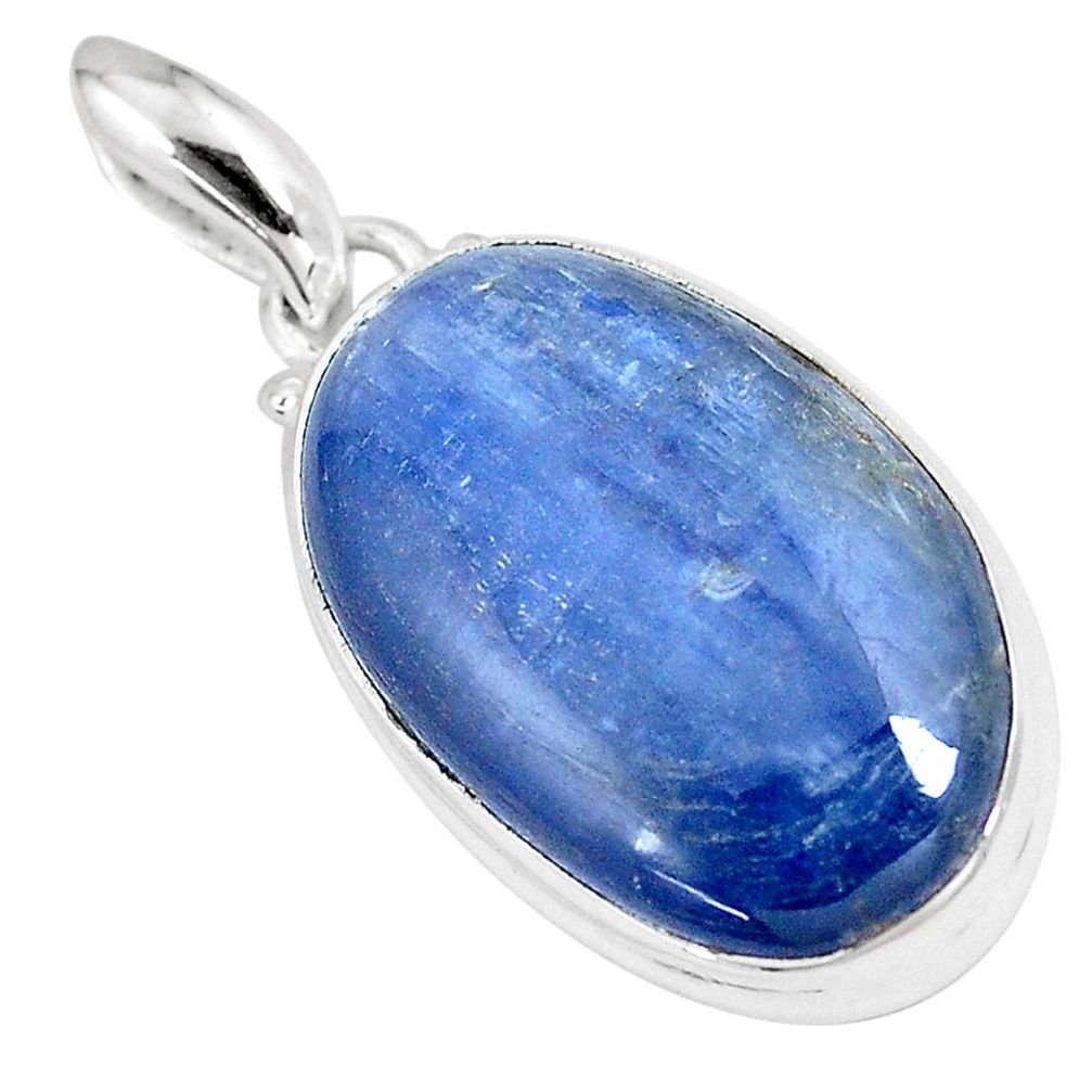 19.72cts natural blue kyanite 925 sterling silver pendant jewelry p8594