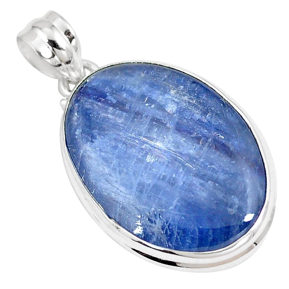 925 sterling silver 25.00cts natural blue kyanite oval pendant jewelry p8595