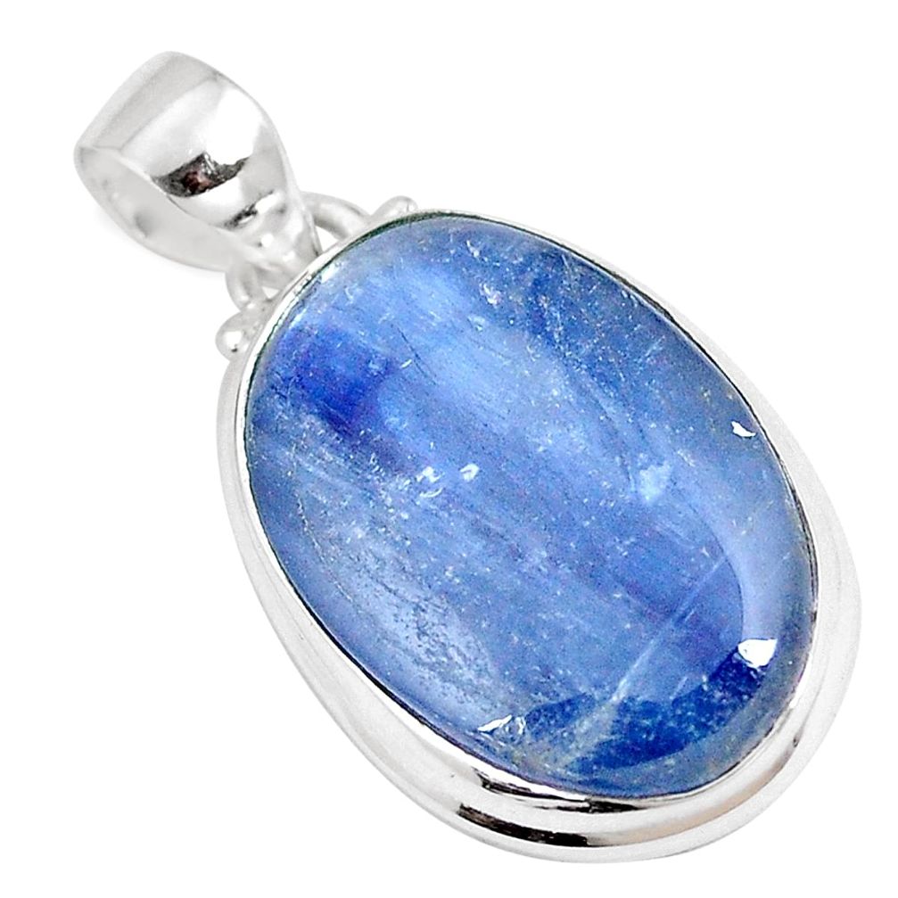 925 sterling silver 18.15cts natural blue kyanite fancy pendant jewelry p8599