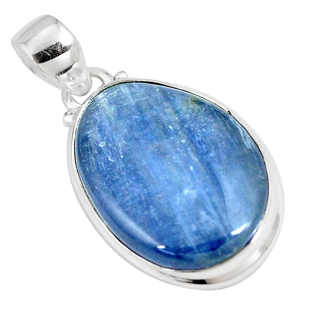 19.23cts natural blue kyanite 925 sterling silver pendant jewelry p8600