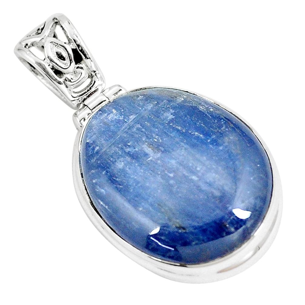 925 sterling silver 27.08cts natural blue kyanite fancy pendant jewelry p8619