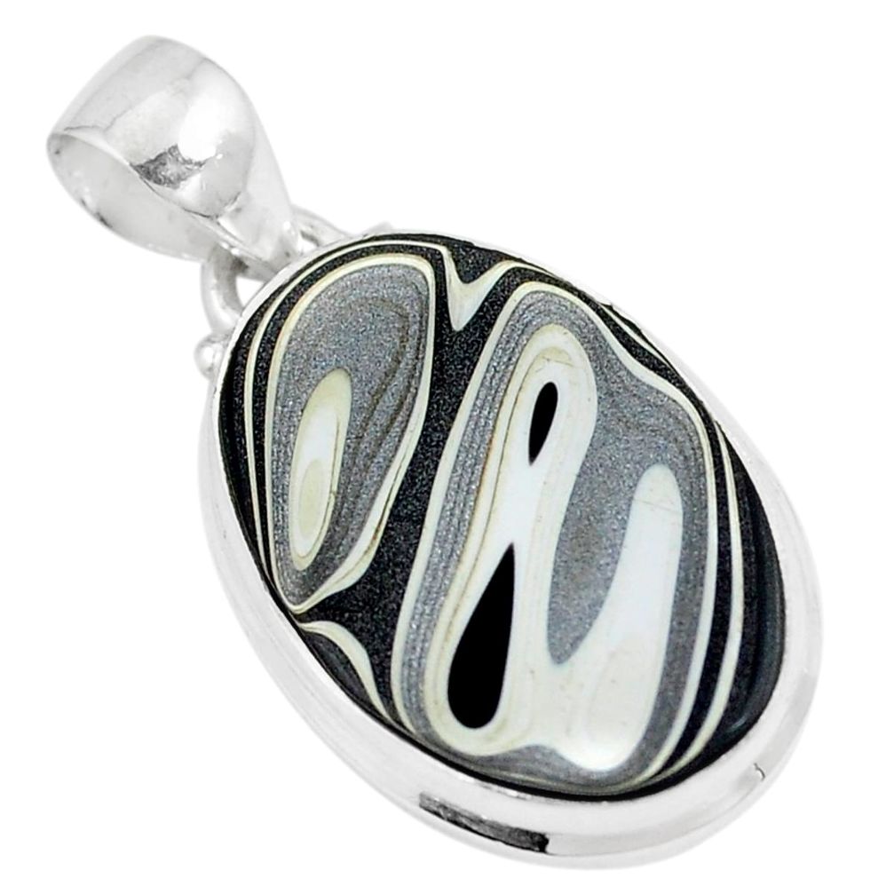 925 sterling silver 10.73cts fordite detroit agate fancy shape pendant p8659