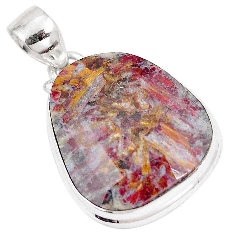 925 sterling silver 19.72cts natural brown pietersite (african) pendant p8670