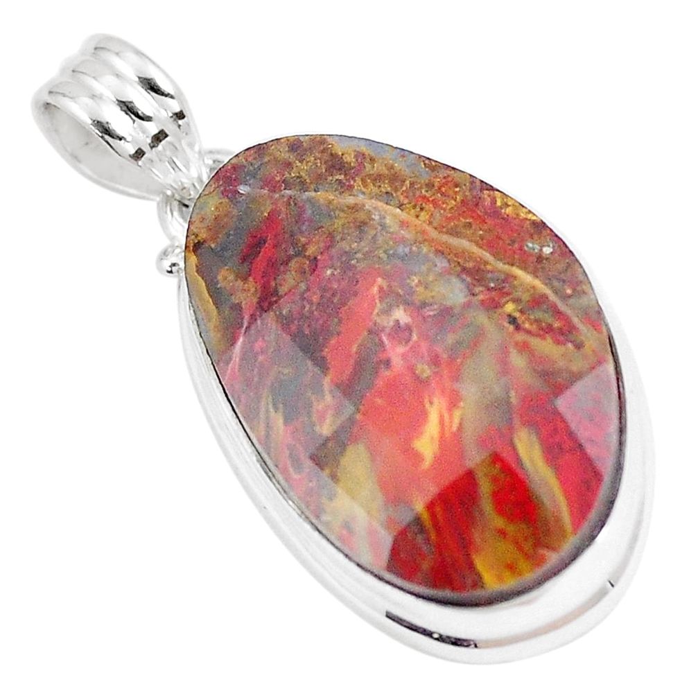 925 sterling silver 20.65cts natural brown pietersite (african) pendant p8673