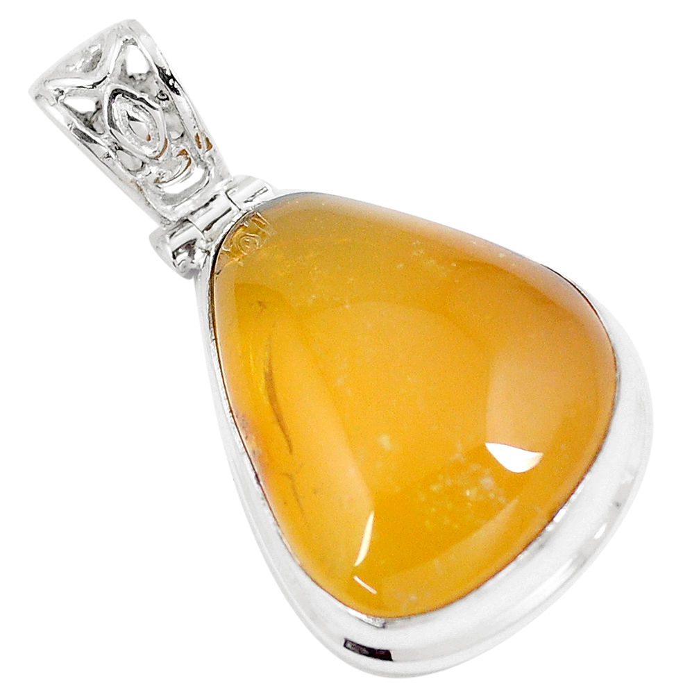 22.02cts natural yellow opal 925 sterling silver pendant jewelry p8700