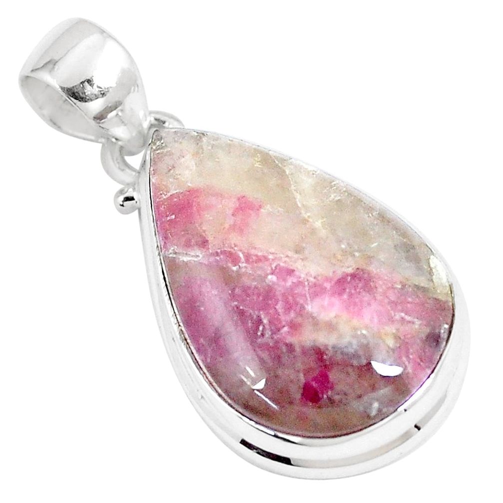 17.22cts natural pink tourmaline in quartz 925 sterling silver pendant p8707