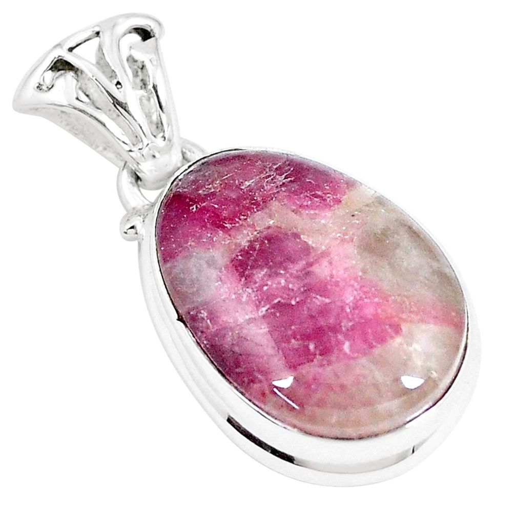 14.72cts natural pink tourmaline in quartz 925 sterling silver pendant p8711