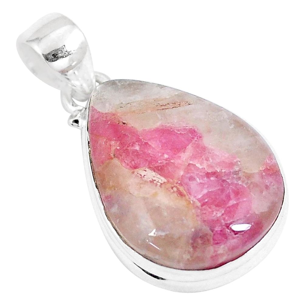 16.20cts natural pink tourmaline in quartz 925 sterling silver pendant p8714