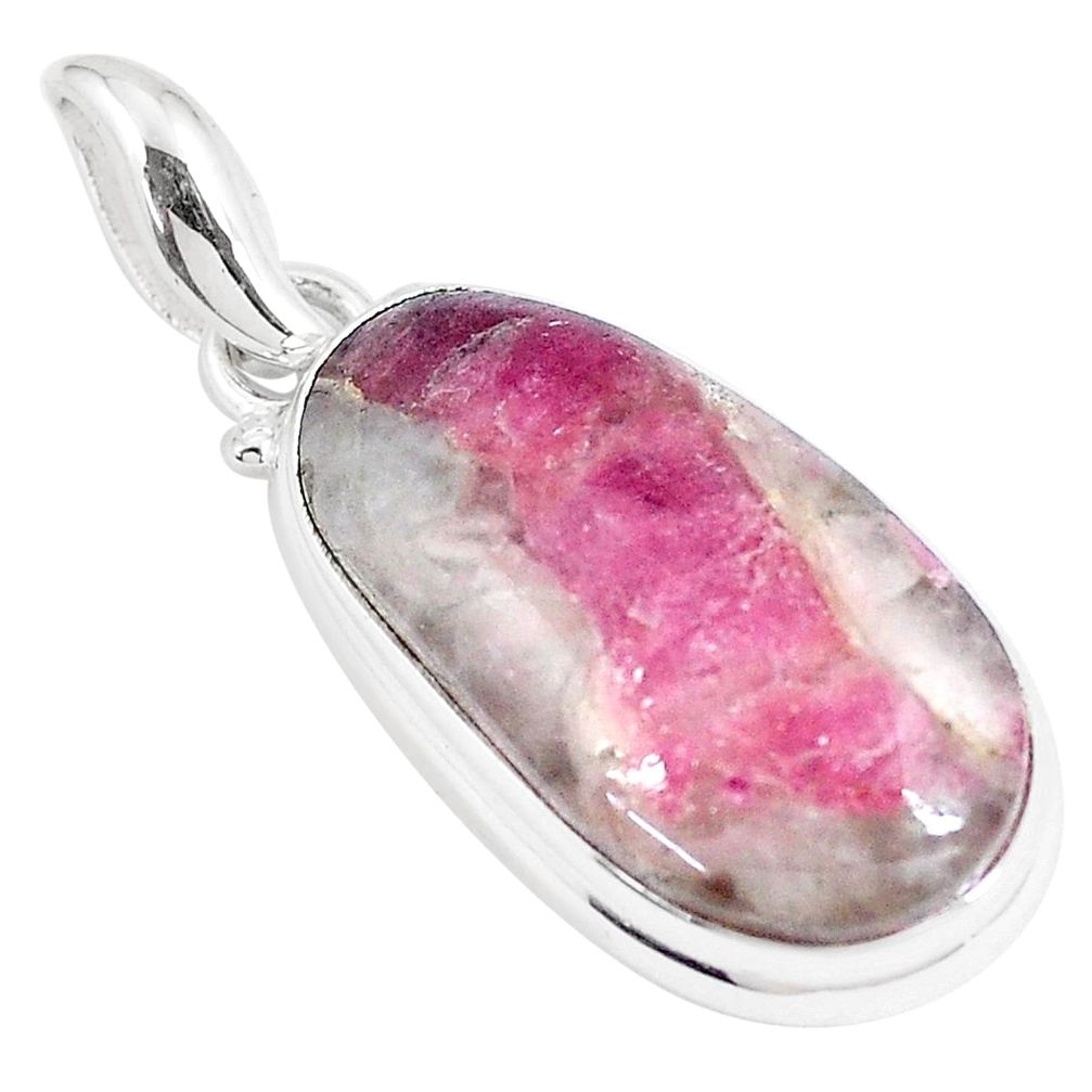 19.23cts natural pink tourmaline in quartz 925 sterling silver pendant p8719