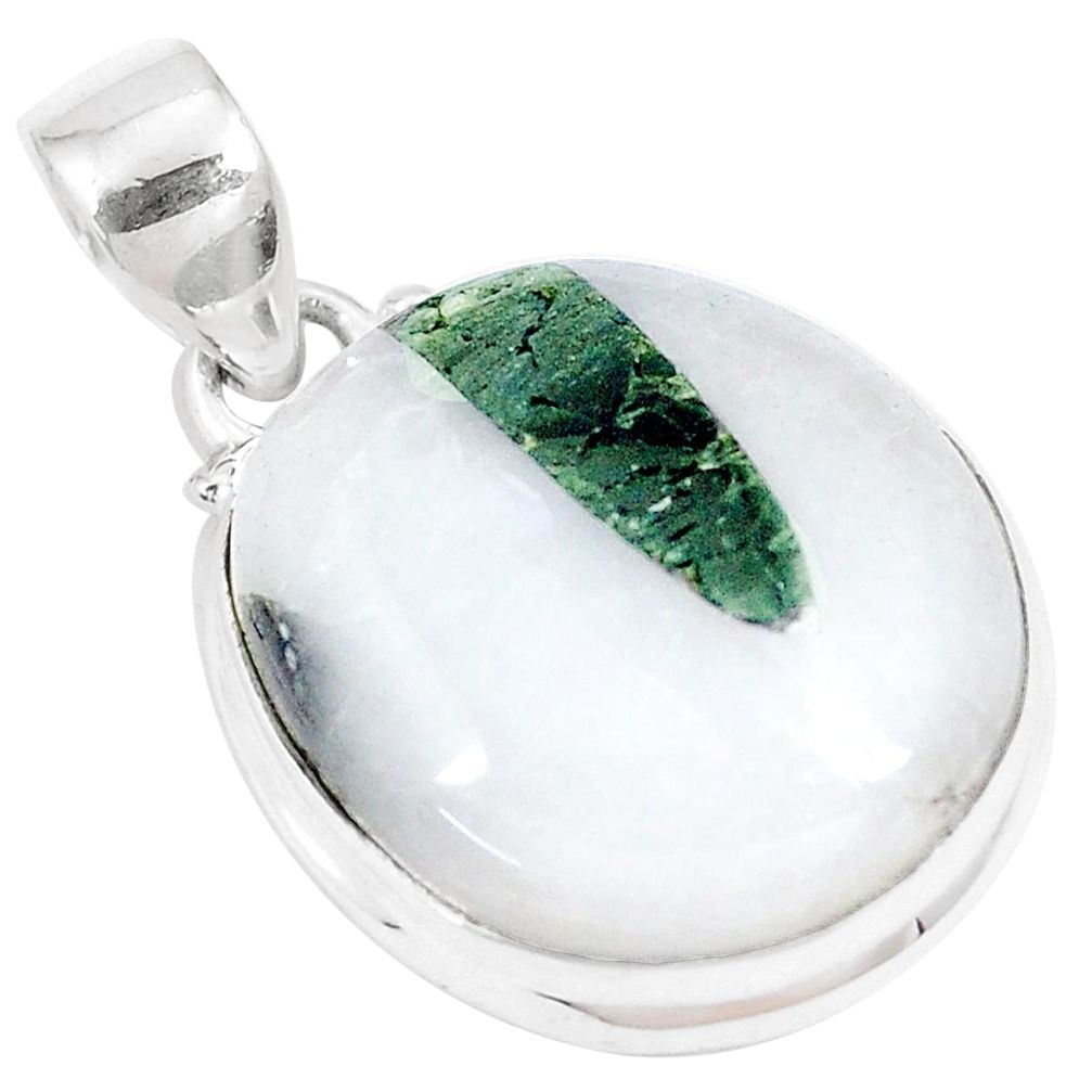 18.15cts natural green tourmaline in quartz 925 sterling silver pendant p8728