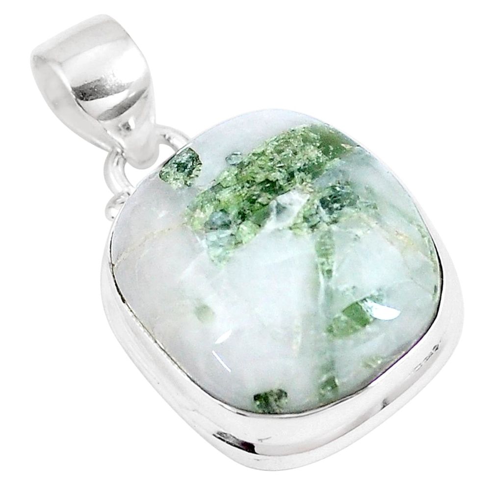 17.22cts natural green tourmaline in quartz 925 sterling silver pendant p8737