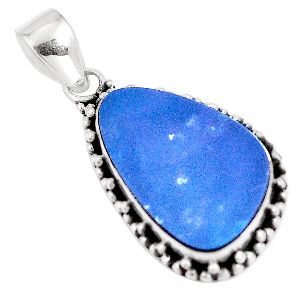 10.02cts natural blue doublet opal australian 925 sterling silver pendant p8760