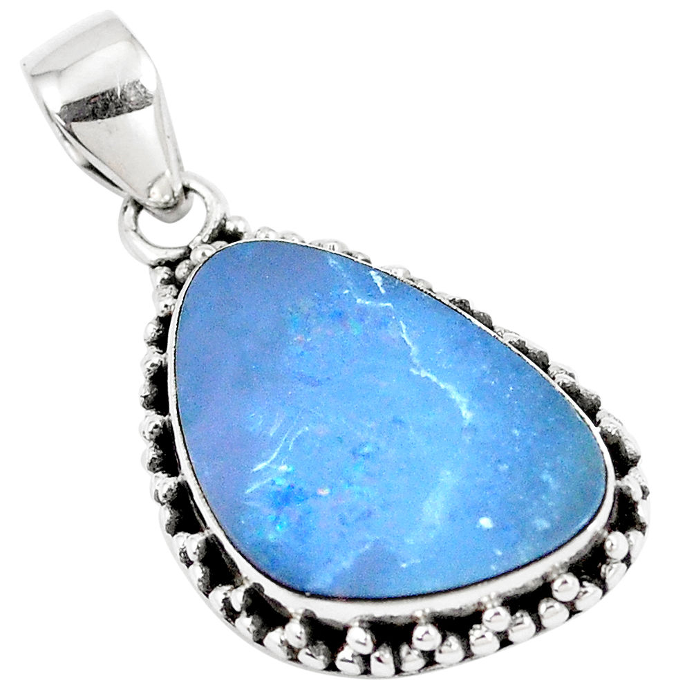 925 silver 10.31cts natural blue doublet opal australian fancy pendant p8776