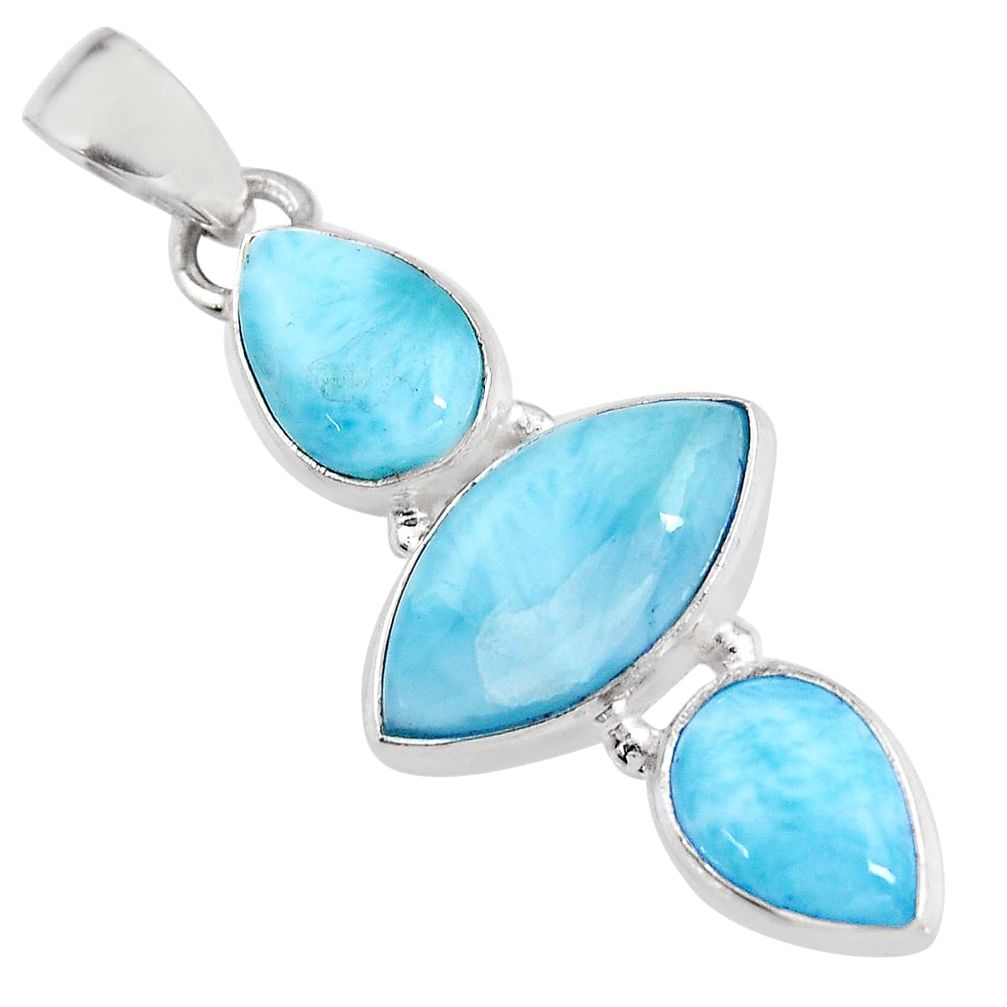 12.58cts natural blue larimar 925 sterling silver pendant jewelry p93301