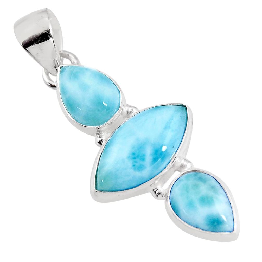 12.58cts natural blue larimar 925 sterling silver pendant jewelry p93302