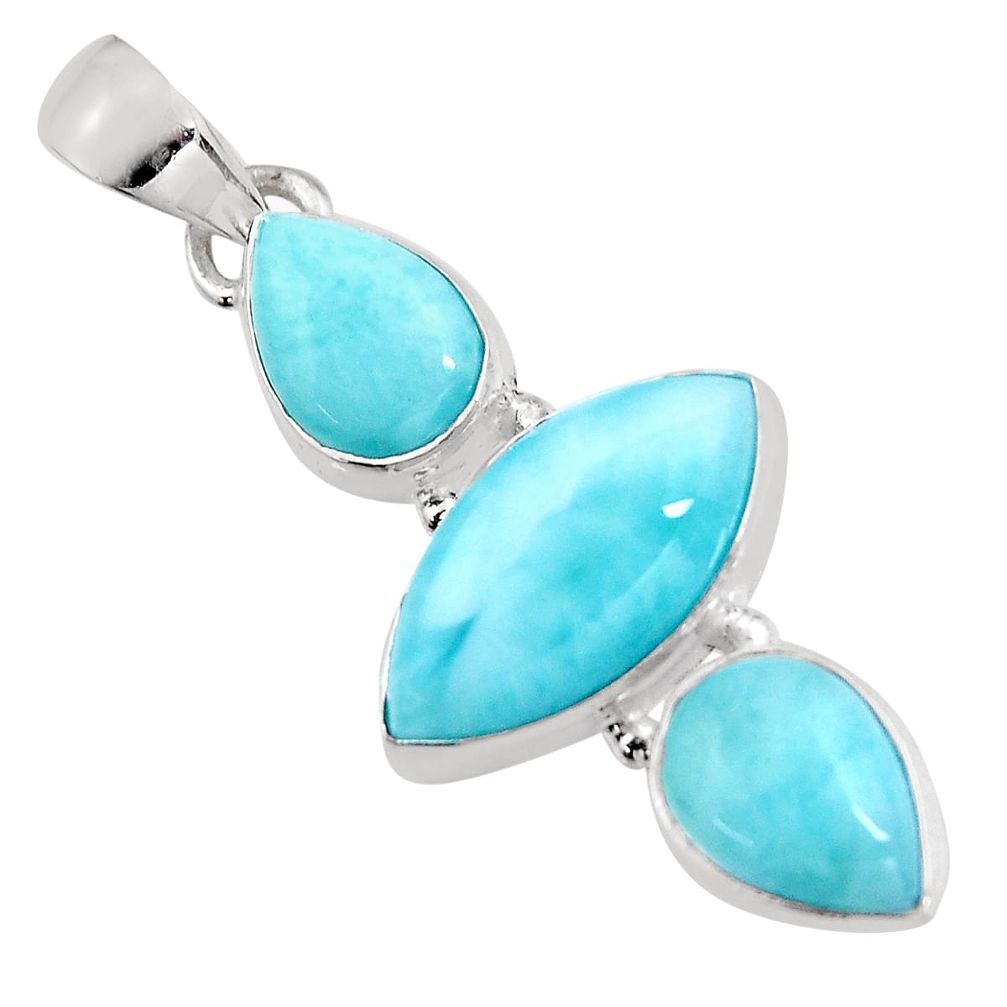 925 sterling silver 13.15cts natural blue larimar pendant jewelry p93304