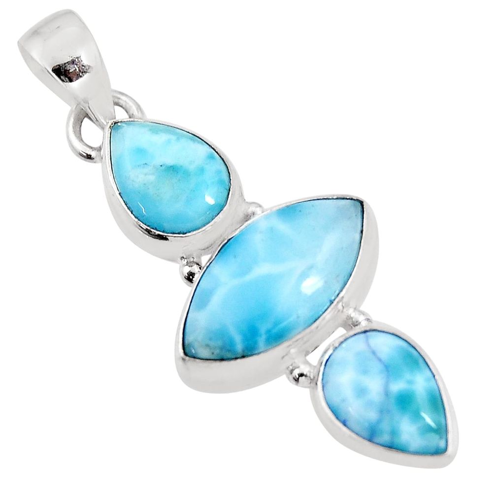 12.22cts natural blue larimar 925 sterling silver pendant jewelry p93305