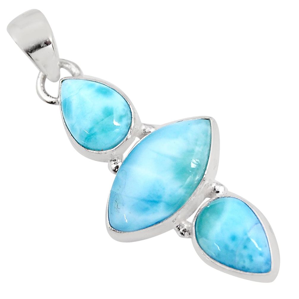 925 silver 12.22cts natural blue larimar marquise pendant jewelry p93306