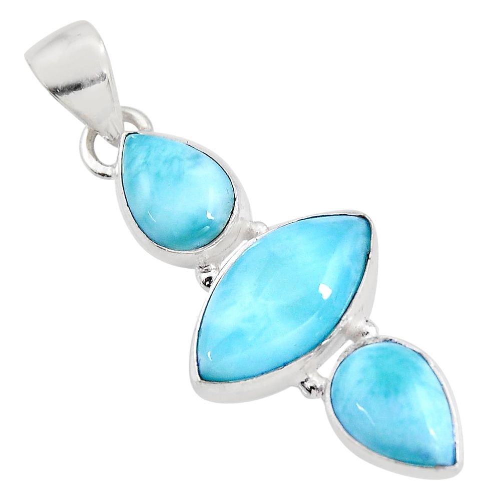 12.58cts natural blue larimar 925 sterling silver pendant jewelry p93307