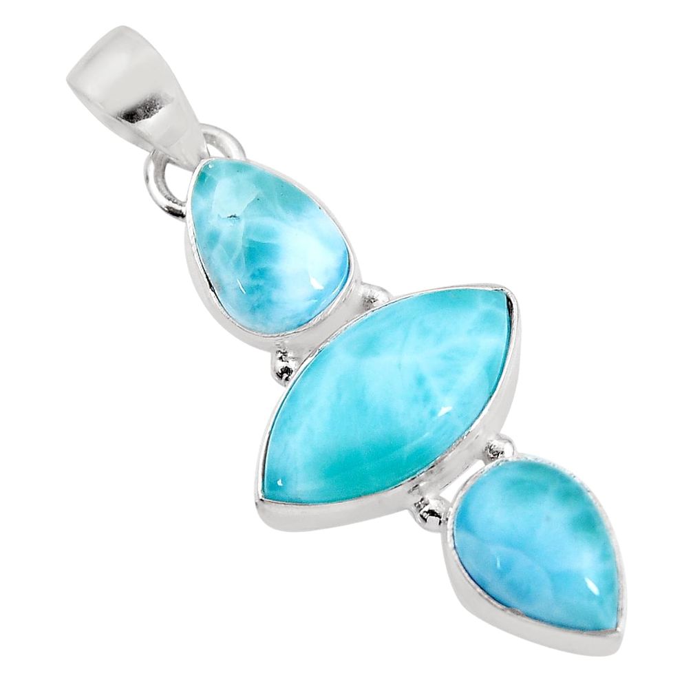 12.58cts natural blue larimar 925 sterling silver pendant jewelry p93308