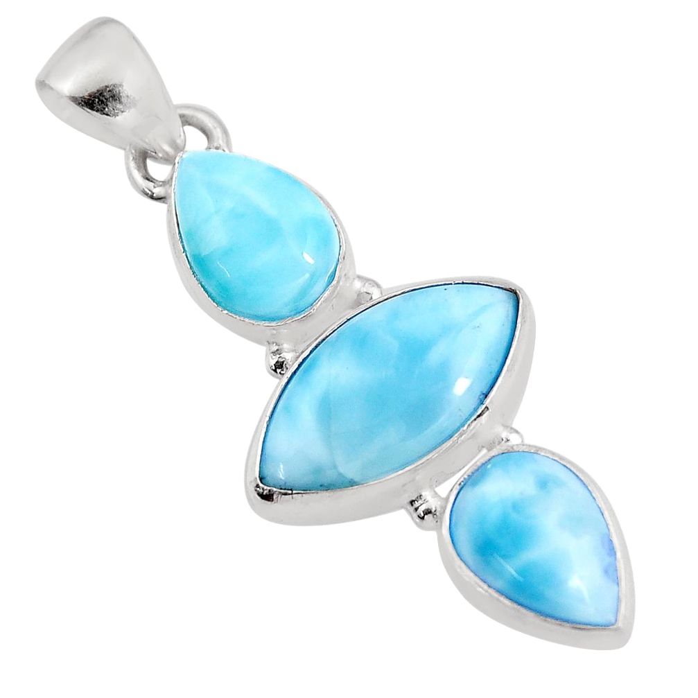 925 sterling silver 12.22cts natural blue larimar pendant jewelry p93309